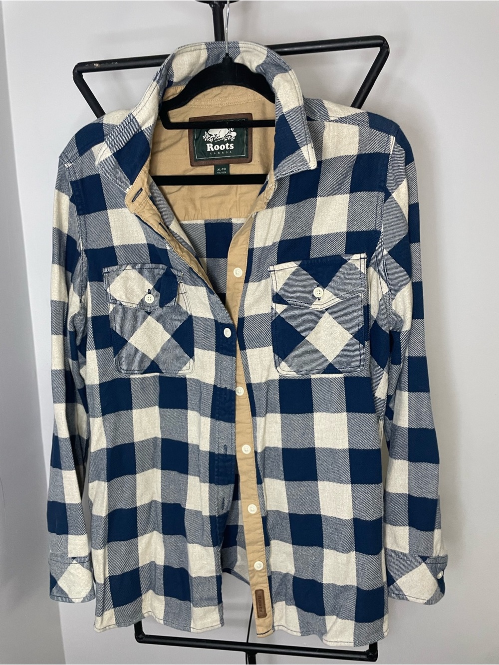 Roots Blue and White Plaid Button-Down Shirt